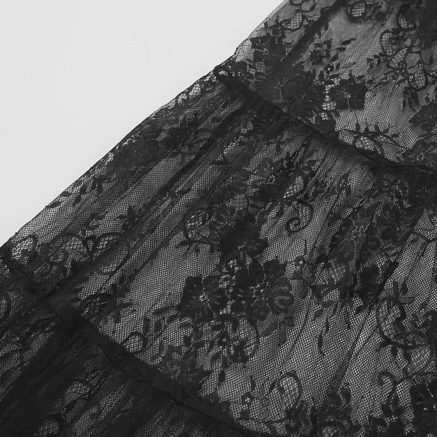 Schwarzer High-Waist Spitzenrock zum Durchsehen - Sommer 2025 Mode