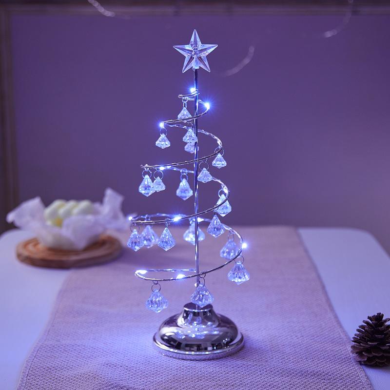 Christmas Decorations Electroplated Iron Christmas Tree Luminous Crystal Christmas Tree Night Light Christmas Gift Ornaments