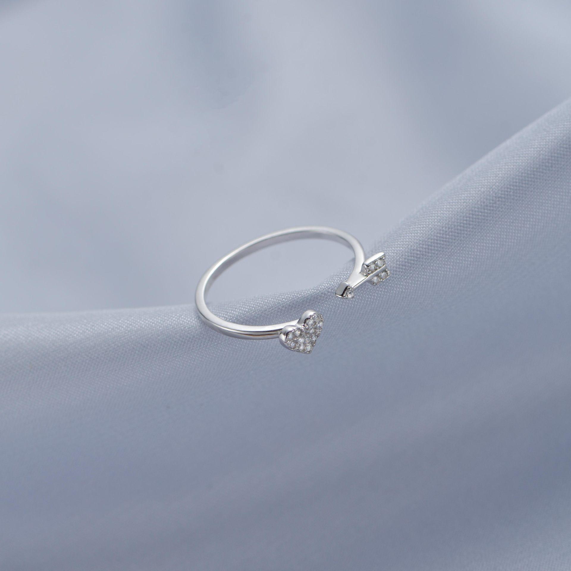 

Кільце Super Flash Zircon Cross Finger Finger, модний нішевий дизайн, кільце Girly Love Arrow. Copper (White Gold)