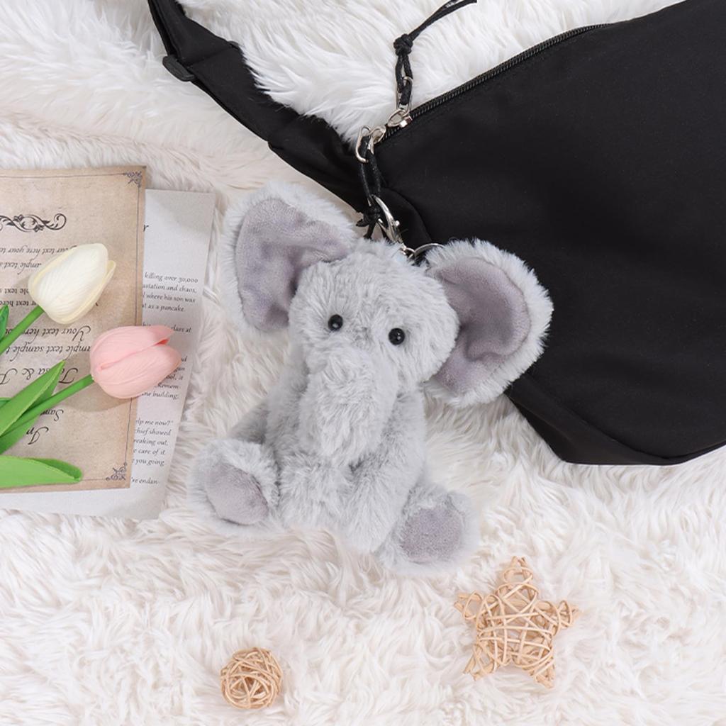 Apricot Lamb Cute Soft Animal Keychain Plush Suitable for Men and 15cm Elephant, Women, Backpack, Wallet,