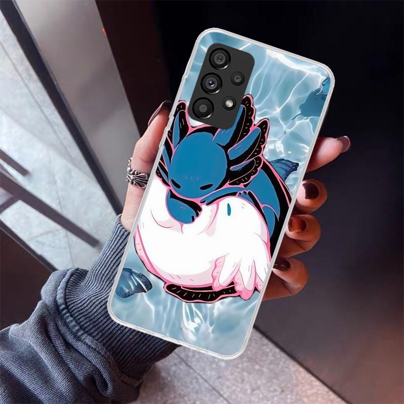 Niedliche Axolotl-Kawaii-Handyhülle für Samsung Galaxy A12 A52S A42 A32 A22 A51 A50 Note 20 Ultra 10 S10 Plus A71 A70 A31 A30 A10S Ga