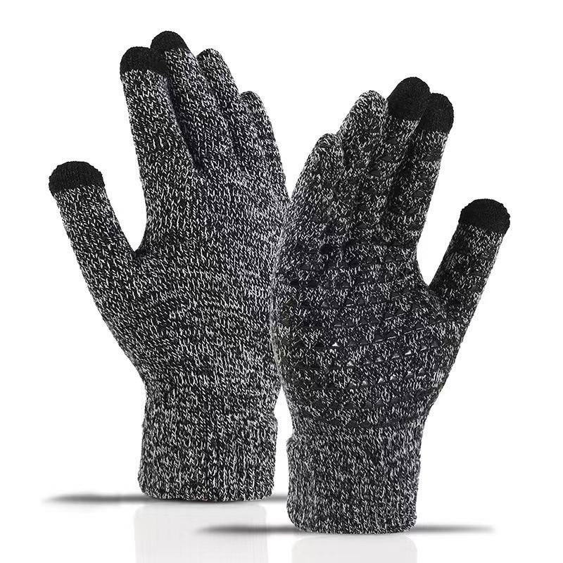 Touch screen knitted thermal gloves, enlarged velvet, non-slip and cold-proof