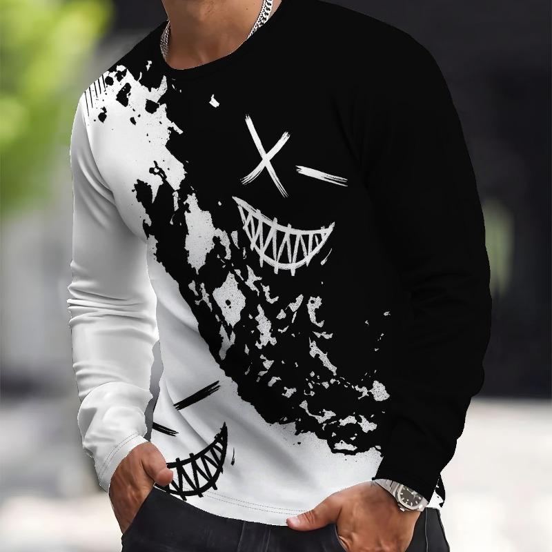 Long-sleeved T-shirt suitable for sports and leisure dual scenes - breathable and quick-drying fabric men's clothing