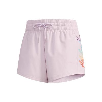 Neo Letter Print Lace-Up Sports Shorts Women Shorts Light-Purple FK9935