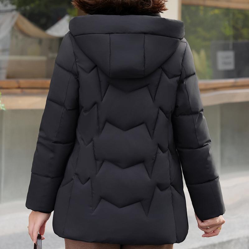 Plus Size Middle Age Women Winter Coats Hooded Elegant Thick Warm Embroidery Parkas Female Jackets