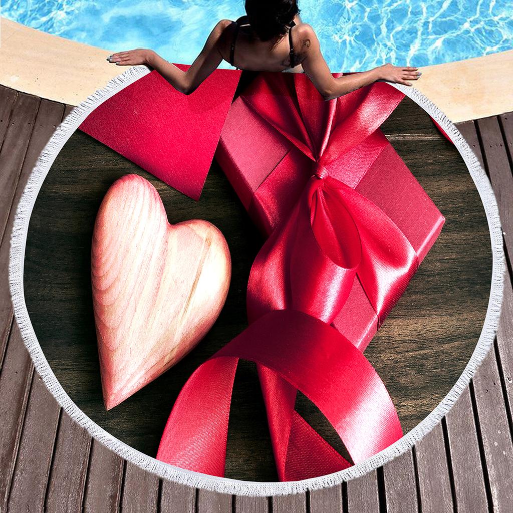 Gift Box Round Beach Towel, Superfine Polyester Sand Resistant Beach Blanket, Absorbent Quick Dry Portable Pool Towel Picnic Mat