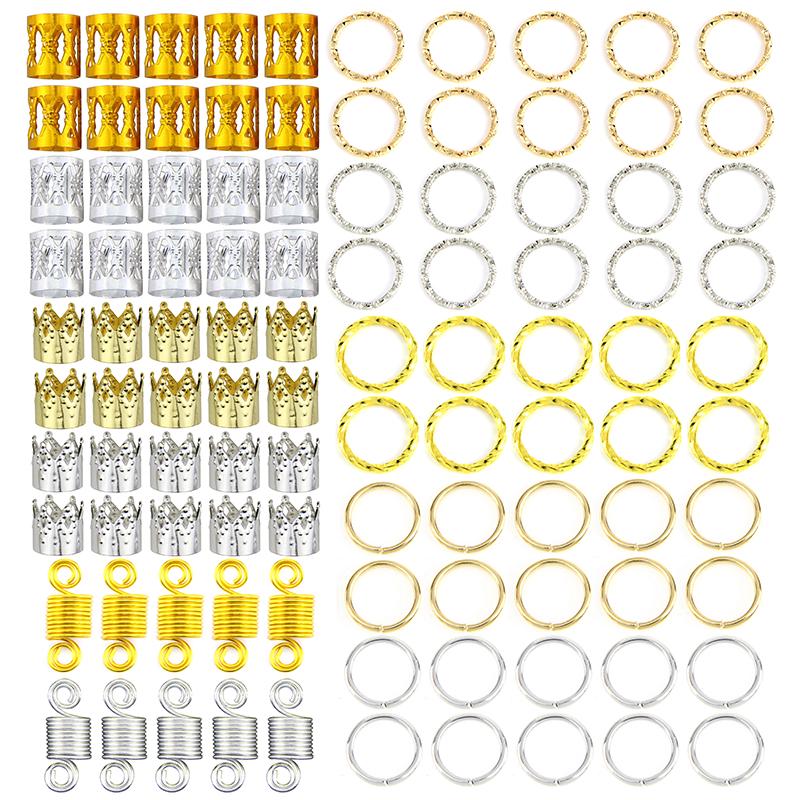 100Pcs/Set Hair Braid Dreadlock Beads Ring Extension Hair Clip Accessories