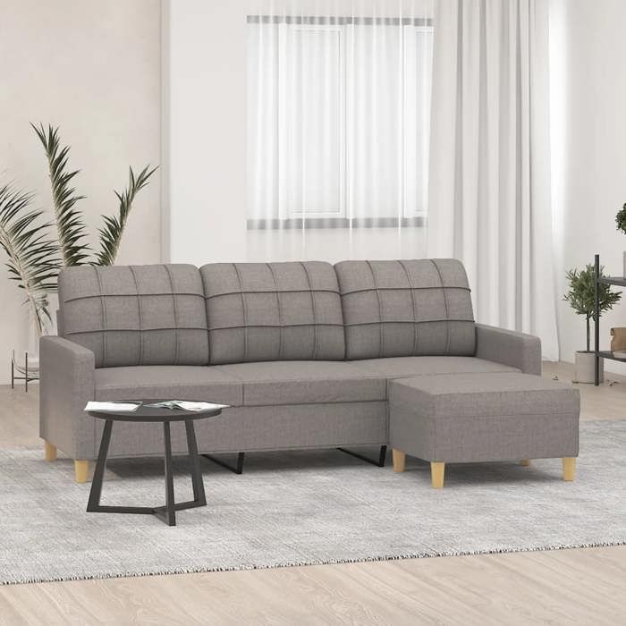 VidaXL 3-seater Sofa with Footrest Taupe 180 Cm Fabric, Sofa, Sofa with Footrest, Three-seater Sofa, Sofa 3201008