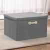 Caja de Almacenamiento Portátil de Algodón y Lino con Tapa, Caja Organizadora de Ropa, Caja Organizadora de Juguetes para Armario, Caja para Mudanzas