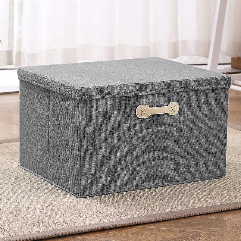 Caja de Almacenamiento Portátil de Algodón y Lino con Tapa, Caja Organizadora de Ropa, Caja Organizadora de Juguetes para Armario, Caja para Mudanzas