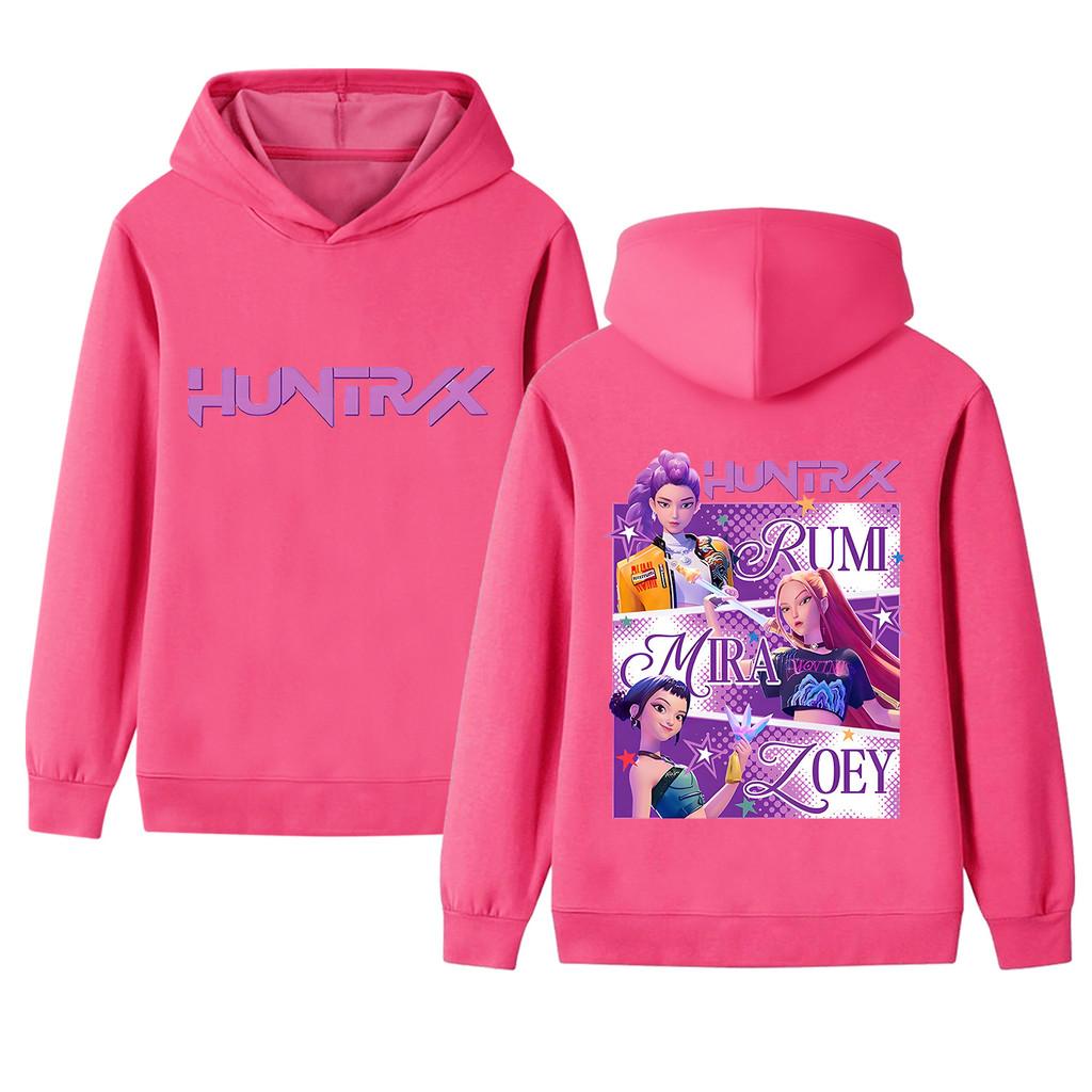 B1199-2 Kinder Jungen Mädchen Kpop Rumi Zoey Mira Beidseitiger Druck Langarm Kapuzenpullover