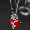 Women Necklace Rose Heart Pendant Retro Adjustable Length Rhinestone Polished Clavicle Necklace Everyday Wear Weddings Parties Neck Jewelry
