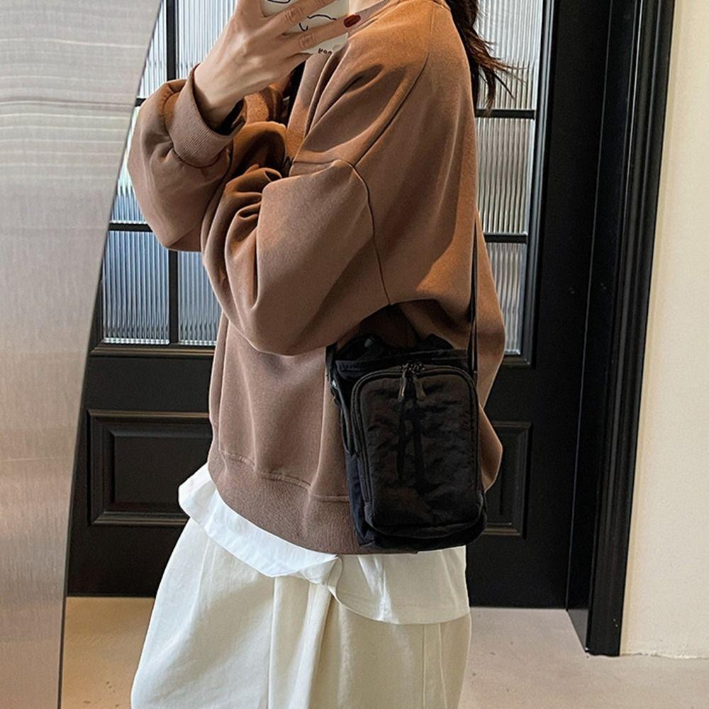 Canvas Crossbody Mobile Phone Bag Solid Color Water Cup Bag Shoulder Water Bottle Bag Mobile Phone