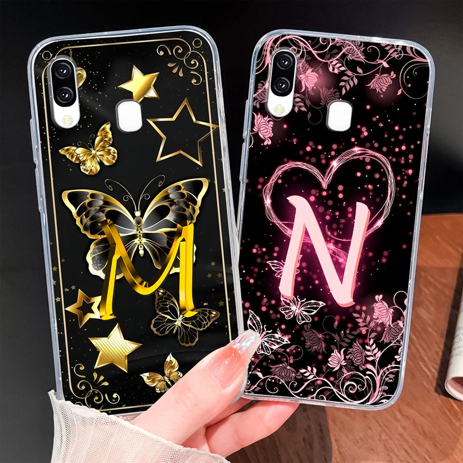 Case For Samsung Galaxy A40 A41 A50 A50S Name Letter Soft TPU Clear Silicone Cover For Samsung A 40 A 50 Lightweight Phone Funda
