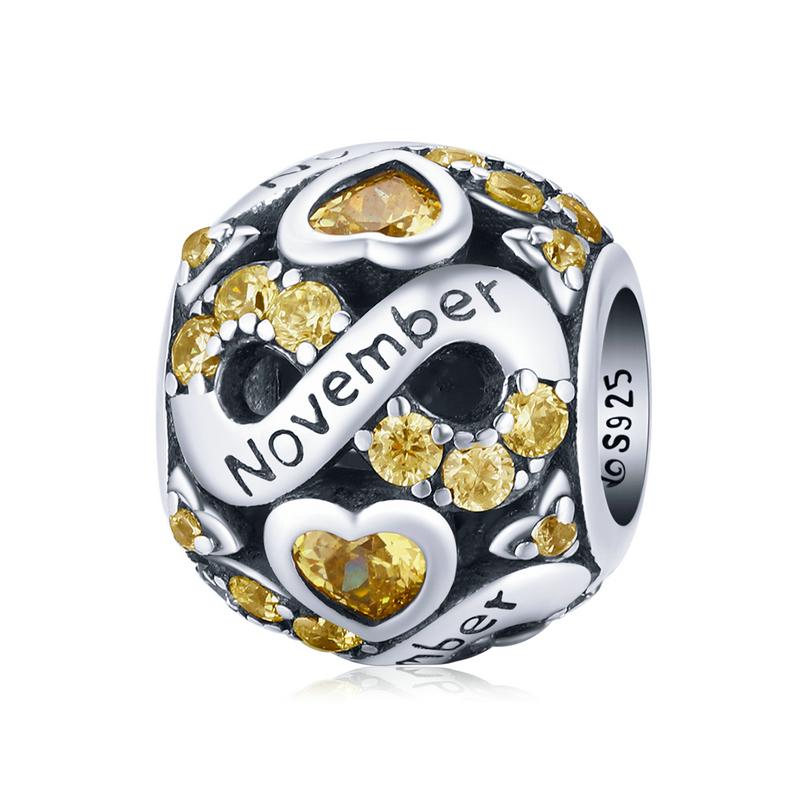 Bamoer 925 Sterling Silver Multi-color Zircon Infinite Love Birthstone Bead Charm for Original Bracelet Bangle Women Jewelry