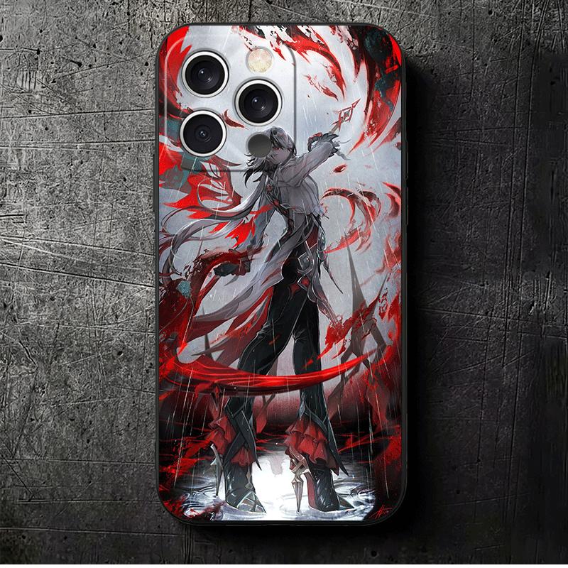 Genshin Impact Arlecchino Soft Phone Case for iPhone 16 16E 17 Air 15 Pro Max 14 Plus 13 Mini 11 12 7 Black Cover Back Shell