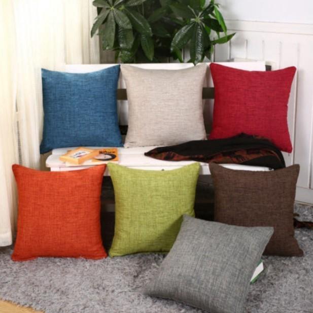 Luxurious Plain Solid Color Throw Pillow Case For Home Decor Linen Cotton Cushion Cover