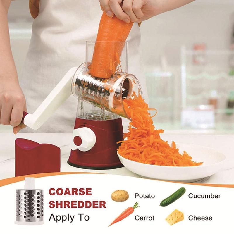 Kitchen Multifunctional Vegetable Slicer Fruit Cutter Cheese Shredder Tabletop Rotary Drum Grater