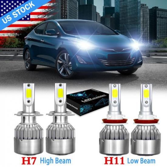 For Hyundai Elantra 2013-2018 Kit H7 H11 LED Headlight High & Low Combo Bulbs 4x