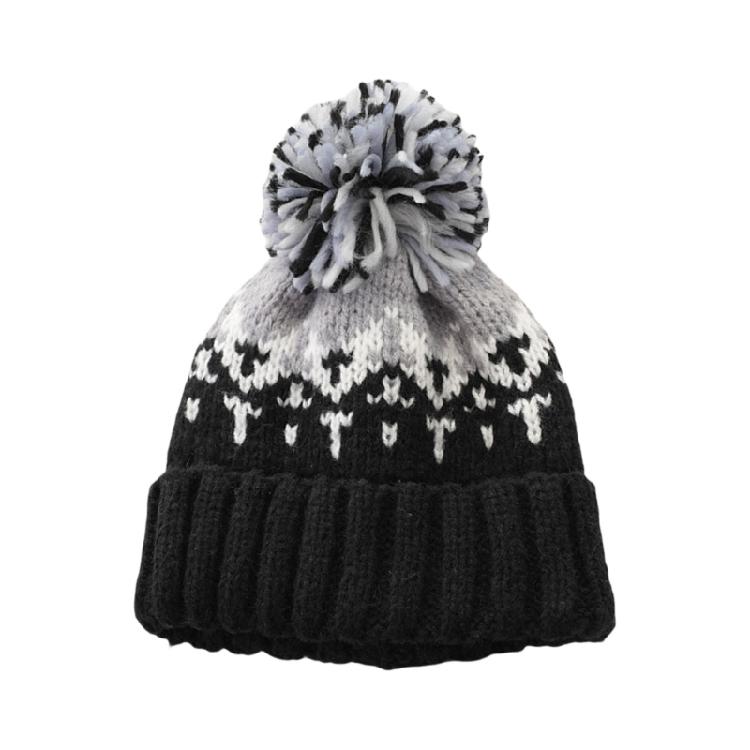 Pompoms Contrast Color Winter Hat Knitted Slouch Skull Hat Adjustable for Outdoor Activity Everyday Use Head Accessory