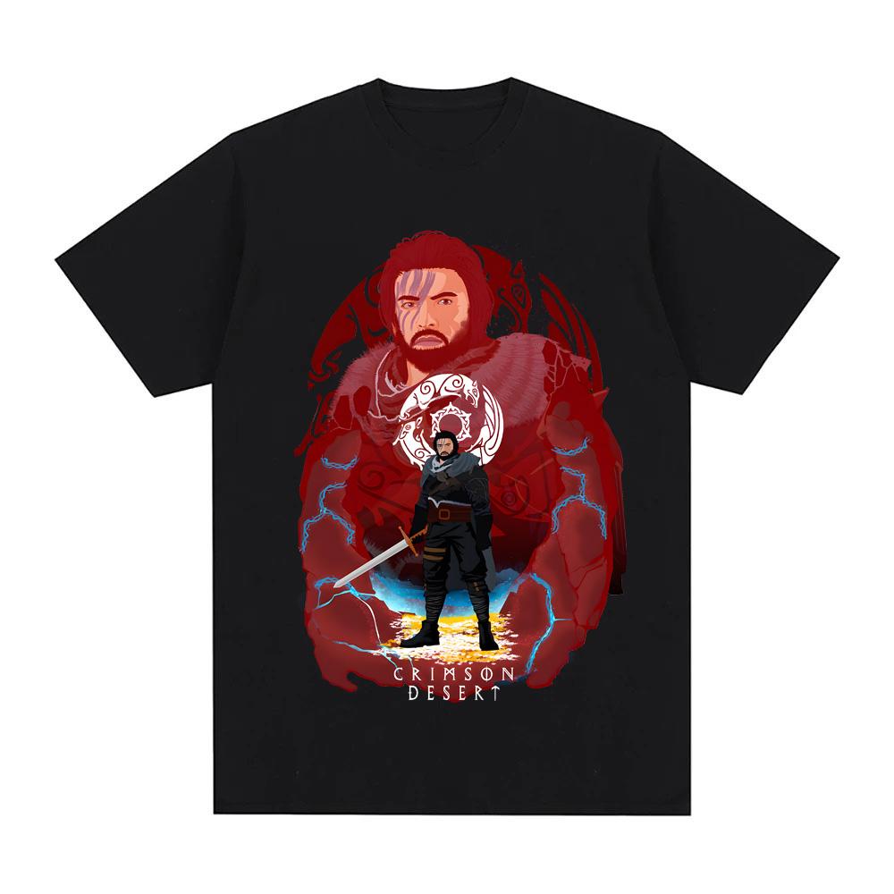 

Футболка Crimson Desert Высокое качество Экшен-приключенческие видеоигры Графическая печать Летняя 100% хлопок Одежда Модные Топы XS чёрный