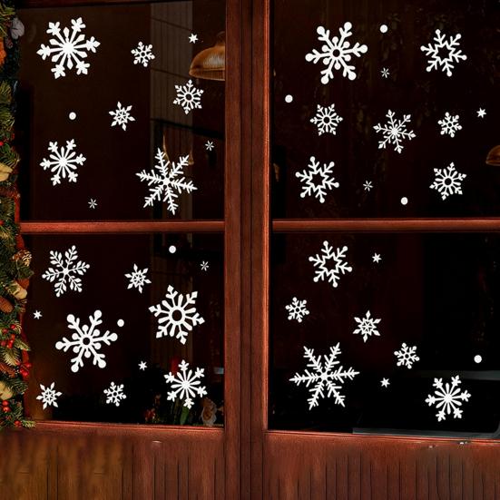 Vánoční přilnavé dekorace na okno Vánoční strom Santa Sob Sněhulák Samolepky na sklo Odnímatelné statické nálepky na okno pro zimní svátky Domácí párty potřeby