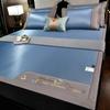 New High-end Ice Silk Antibacterial Bed Mat Two-piece Set Three-piece Folding Ice Rattan Mat Ice Silk Mat Pillowcase