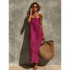 Women New Summer Solid Color Sling Dress, Loose Comfortable Casual Sleeveless Midi Dress