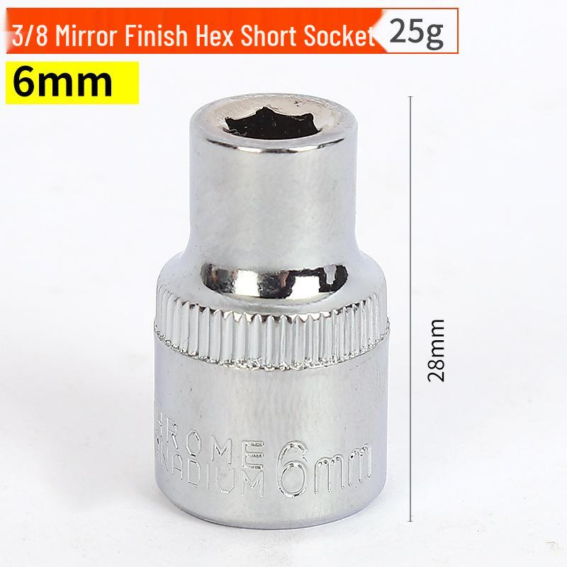 3/8  Hex Socket 10mm 6-Point Mid-Flight Short Chrome Vanadium Steel Metric Socket