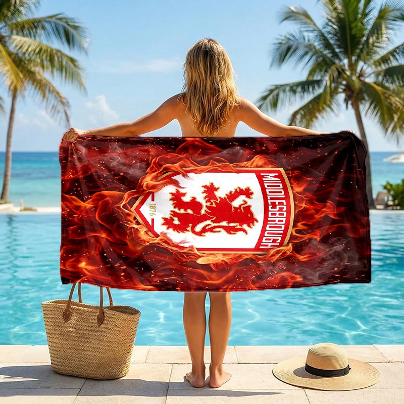 Stampa Middlesbrough FC Asciugamano da Spiaggia Quick Dry Microfibra Assorbente Portatile da Viaggio Asciugamano per Nuoto