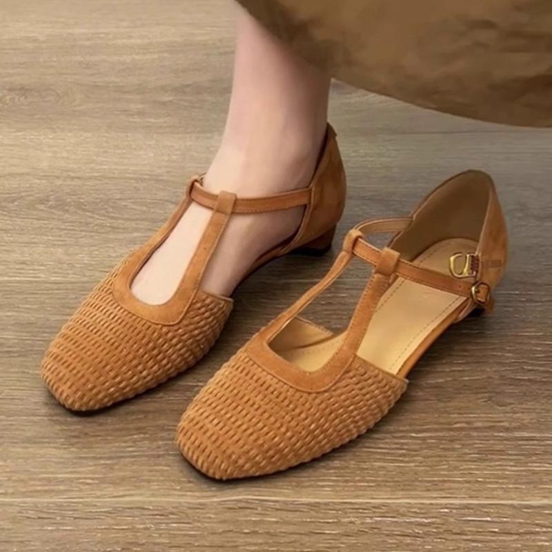 Fashion High Quality Faux Suede Flat Sandals Women Retro Woven Roman Sandals Fashion Cozy Ankle Strap Buckle Design Brand Casual Shoes