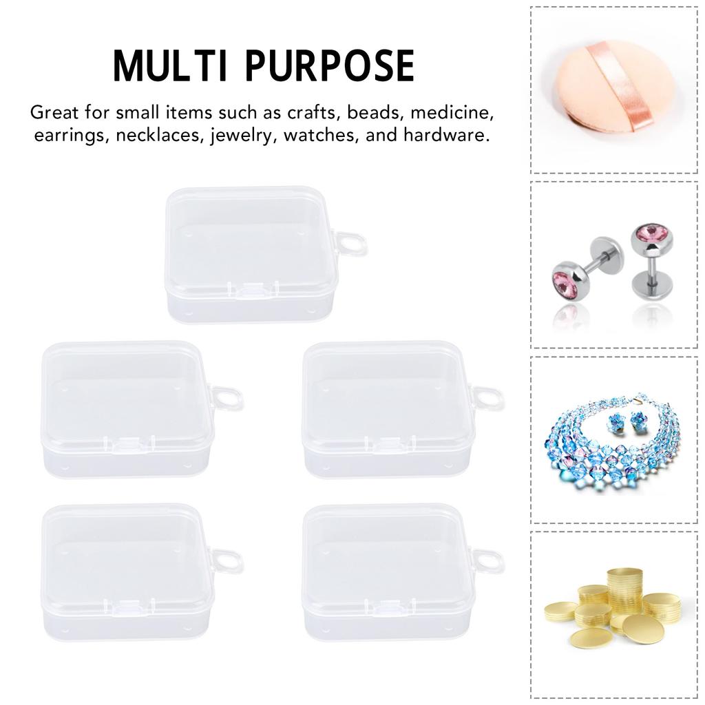 5Pcs Makeup Puff Box Transparent ABS Plastic Clear Square Jewellery Storage Case for Earring