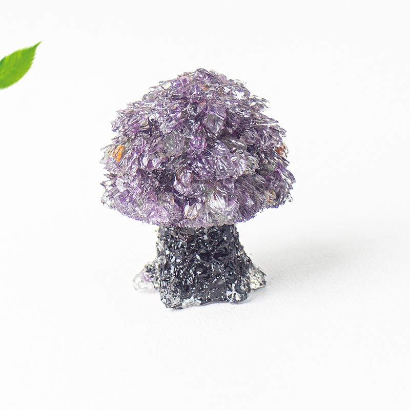 1Pc Natural  Stone Mushroom Tree Statue Reiki Stone Figurine Home Office Decoration