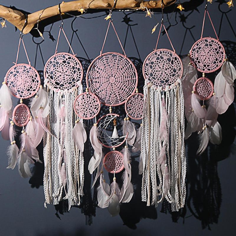 Macrame Dream Catchers 5 Pieces White Boho Wall Hanging Dream Catcher Baby Shower Decorations For Wall Hanging Home Decoration