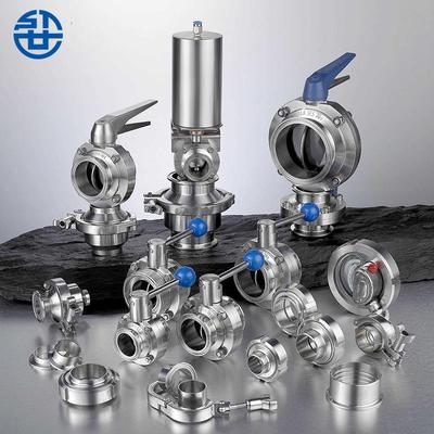 Stainless Steel Sanitary Grade Three-Piece Ball Valve Q81F-16P, Food Grade Quick-Connect Manual Butterfly Check Valve with Clamp Buckle.