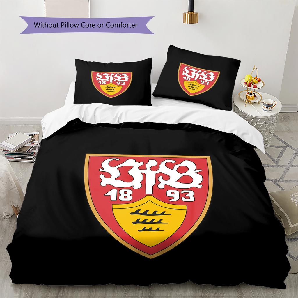 Set Copripiumino Trapuntato con Motivo VfB Stuttgart Decorazione per la Casa Regalo (1 * copripiumino + 2 * federe senza imbottitura)