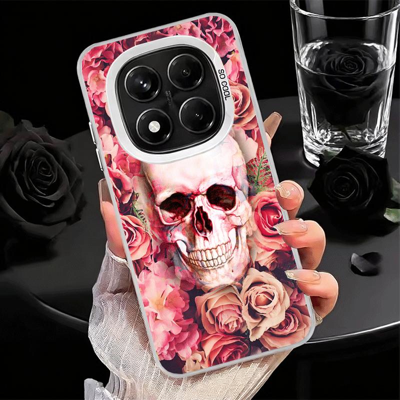 Floral Skull Flower Skeleton Shockproof Phone Case for Xiaomi Redmi Note 15 14 13 12 Pro Plus 11 11S 11T 5G Cover Anti Fall Fund