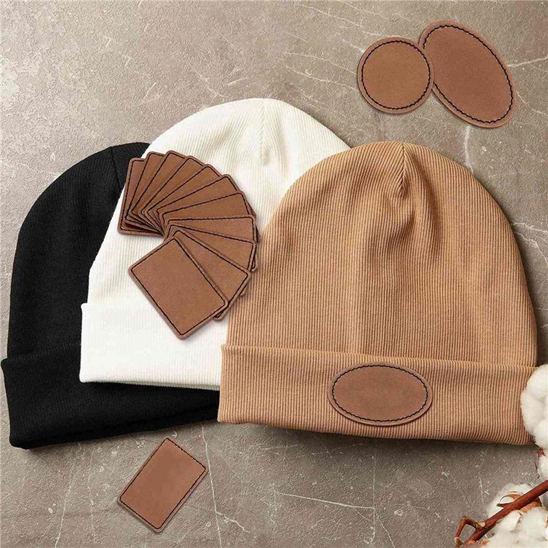 ABFS 180 Pcs Leatherette Blank Hat Patches Iron On Leatherette Patch Rustic Faux Leather Patches For Jacket Backpack