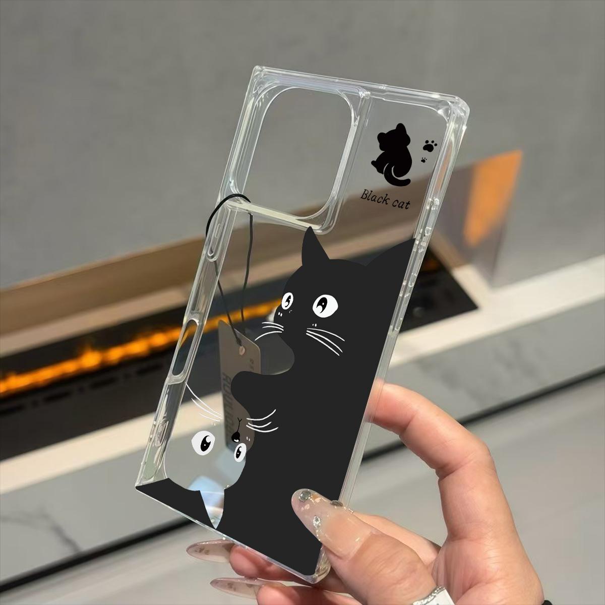 

Прозрачный квадратный чехол-накладка для iPhone 15 Plus 12 14 Pro Max 13 16 ProMax 11, защита от окисления, узор с котами для пары iphone 11 ProMax