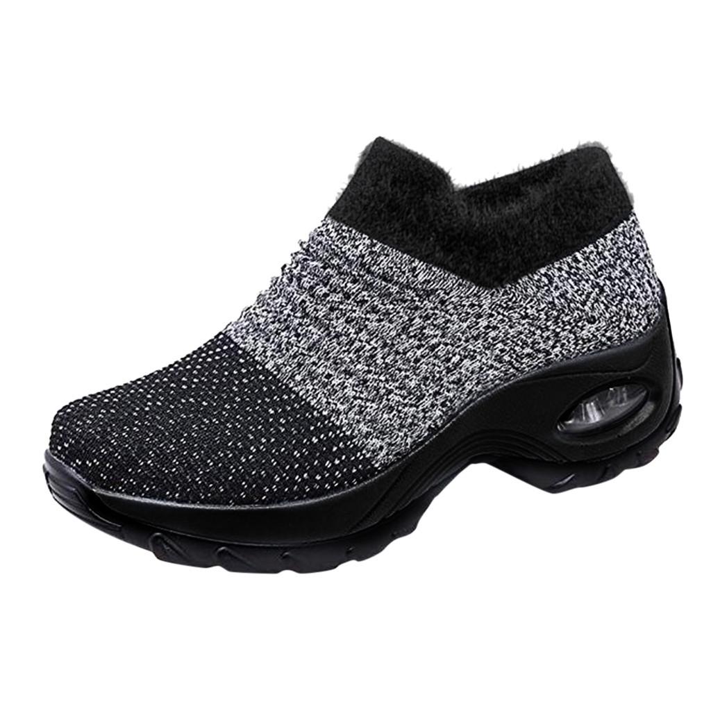 

(SU)Женская износостойкая прогулочная обувь, носок плюс бархатная обувь без шнуровки