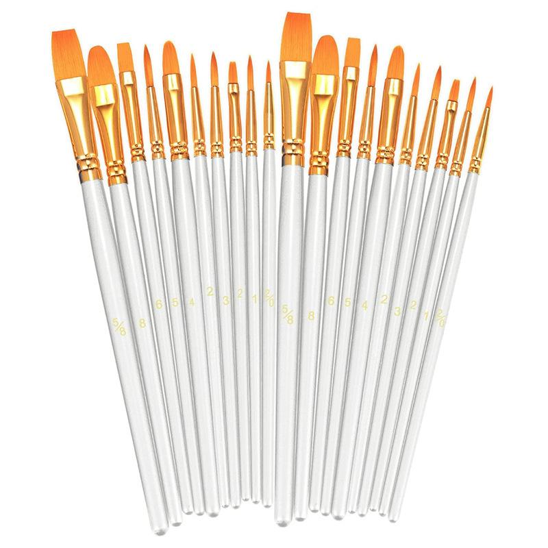 10-Piece Children's Paint Brush Set: Blue Handle Nylon Brushes for Acrylic, Watercolor, and Oil Painting