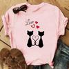 Letter Cat Pet Print European and American Clothing Top Womens Tshirt Graphic T Shirts Vintage Women Clothes