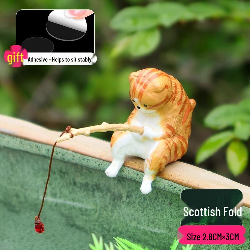 Креативные мини-ландшафтные украшения «Кошка и аквариум» для рабочего стола