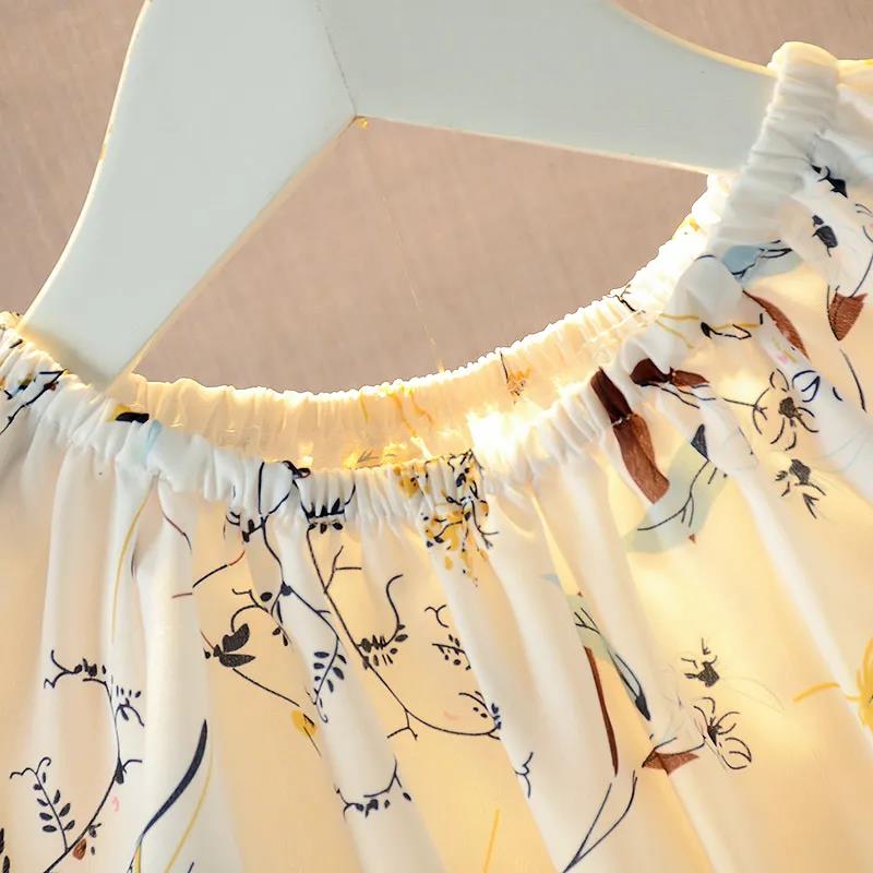 Girls Chiffon Dress Summer Children's Wear Waist 1-7 Years Old Lady Princess Floral Dress Loose Lotus Leaf