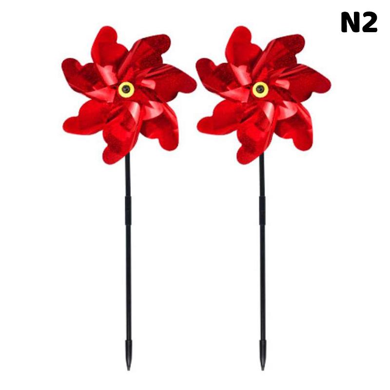 2Pcs Bird Repellent Windmill Practical 7 Leaves Diy Birds Deterrent Windmill Creative Outdoor Garden Lawn Yard Decoration