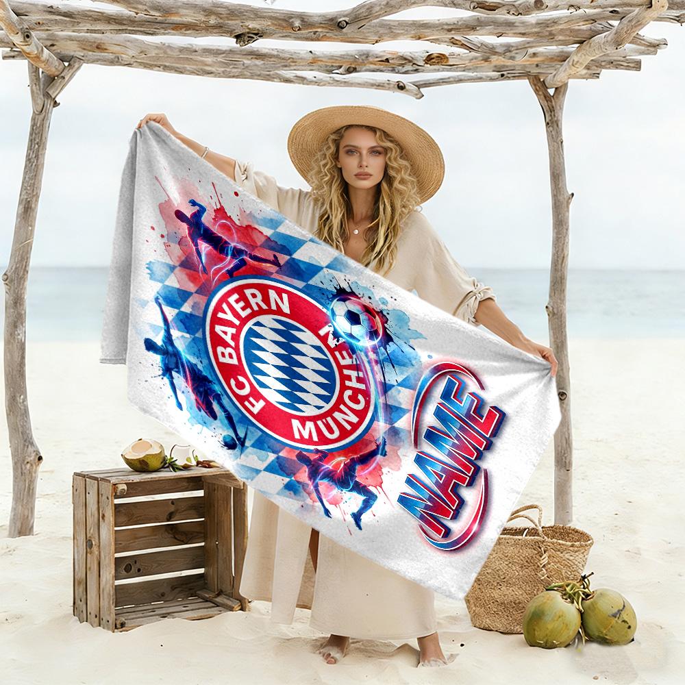 Bayern Munich Fan Gear Personalized Text Beach Towel Super Soft Microfiber Quickdry Fabric Perfect for Traveling Yoga Camping and Swimming