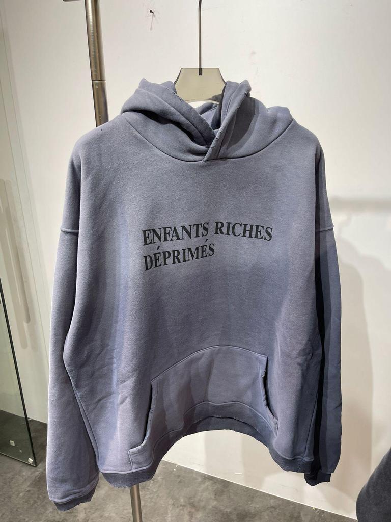 ERD Distressed Second Gen Letter Print Hooded Sweatshirt