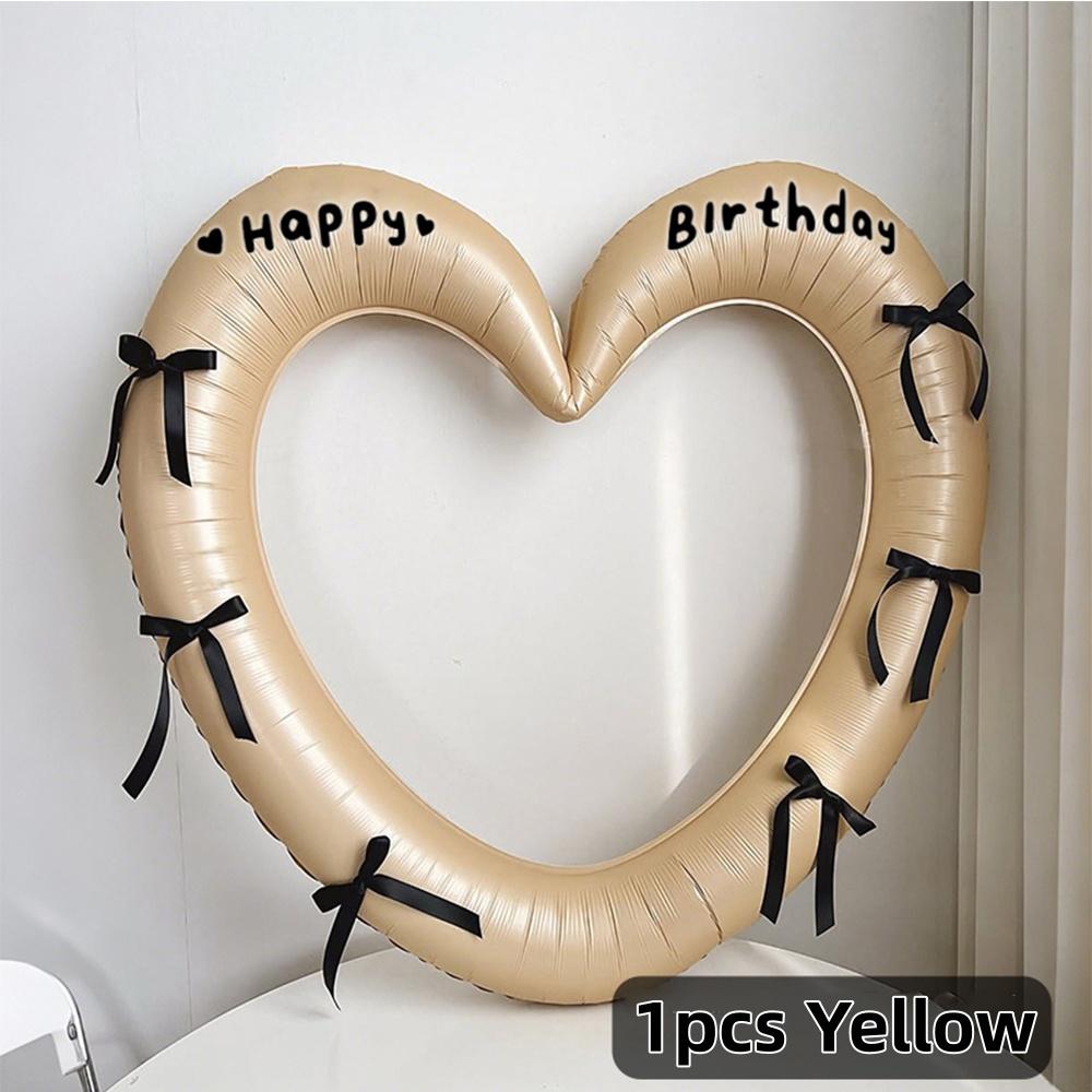 1pcs Heart Balloon Birthday Party Festival Prop Wedding Decoration Heart-Shaped Photo Frame Romantic Bow Deco Home Accessories