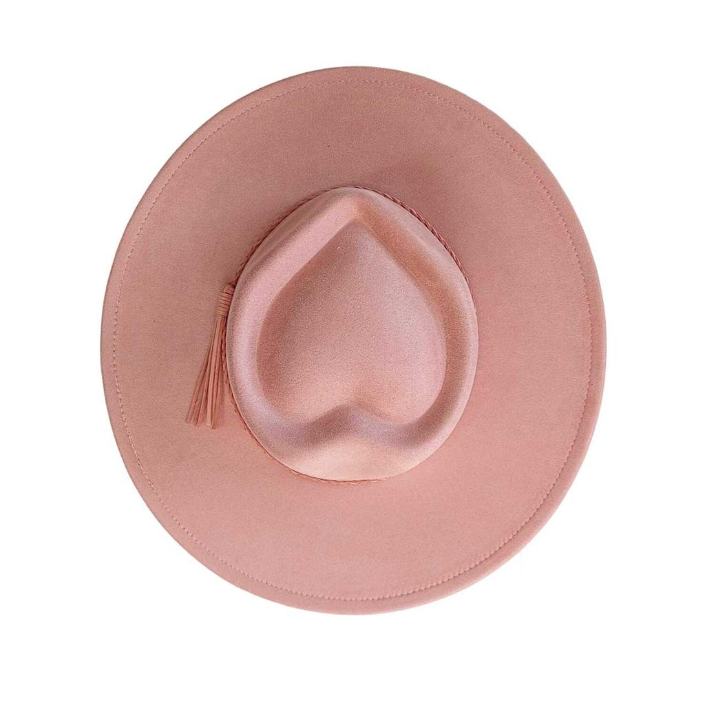 Heart-shaped Top Suede hat with same color accessories wide brim hat for men and women chapeau