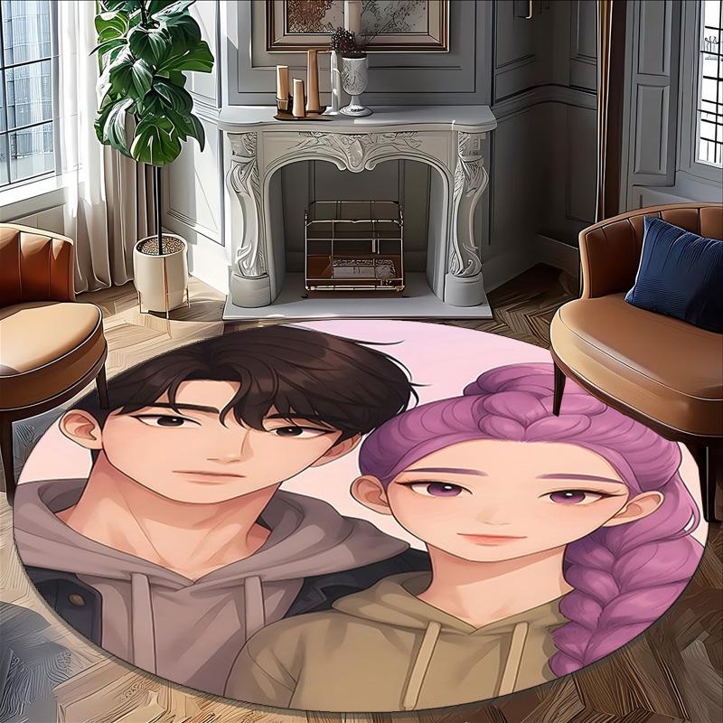 1pc KPop Demon Hunters RUMI8 Print Round Carpet Chair Round Carpet Suitable for Bedroom Living Room Home Decorative Carpet